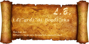 Légrádi Bogárka névjegykártya